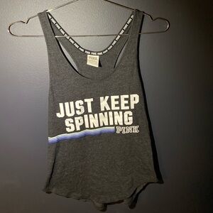 PINK Victoria's Secret Charcoal Tank with Bold Print